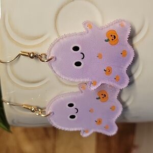 Cute Ghost Earrings with Pumpkins